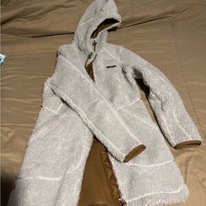 LLBean Mountain Fleece Hooded Jacket in Seafoam & Camel